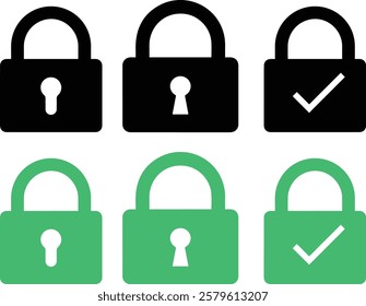 Collection of lock icon, security icon, privacy, access, control, data protection, protection, safety icon