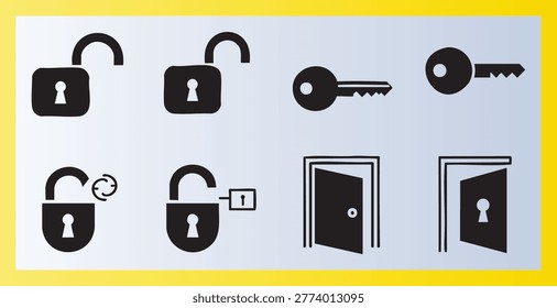Collection of lock and key icons representing security and access control concepts