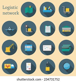 Collection of logistic network flat icons for your design