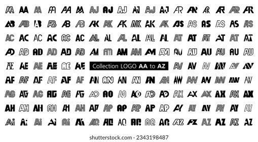 Kollektion LOGO AA bis AZ. Abstrakte Logos Mega-Kollektion mit Buchstaben. Abstrakte geometrische Logos