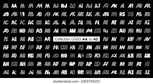 LOGO de colección AA a AZ. Resumen de logotipos mega colección con letras. Logotipos geométricos abstractos