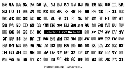 Colección LOGO BA a BZ. Resumen de logotipos mega colección con letras. Logotipos geométricos abstractos
