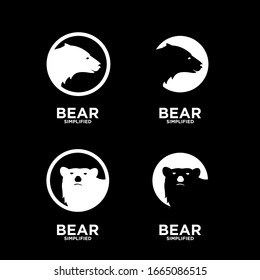 Collection of logo bear with circle and isolated white background