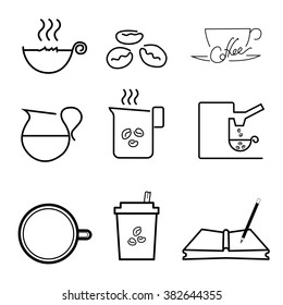 Collection of logo in coffee shop vector Illustration design (hand writing)