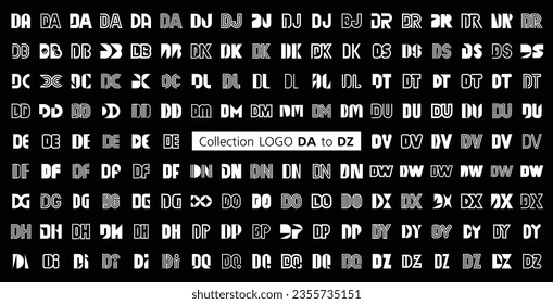 Colección LOGO DA a DZ. Resumen de logotipos mega colección con letras. Logotipos geométricos abstractos