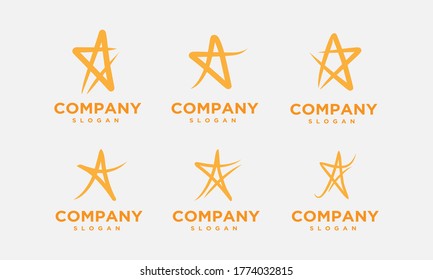 una colección de plantillas de diseño de logotipo, con iconos de estrella amarilla