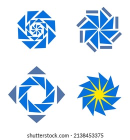 Collection of logo designs in blue and yellow - Vector Illustration
