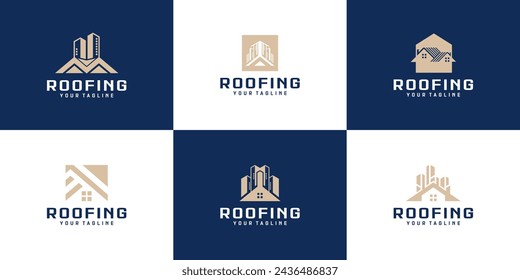 collection of logo designs for house roofs, building roofs, architecture, real estate, residential houses