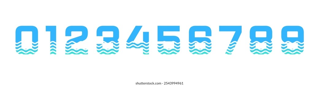 collection of logo designs for numbers 1 to 10 numbers with water pattern style. abstract number design vector illustration