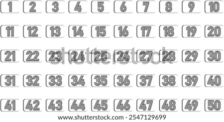 collection of logo designs for numbers 1 to 50, abstract number designs, squares and number pieces