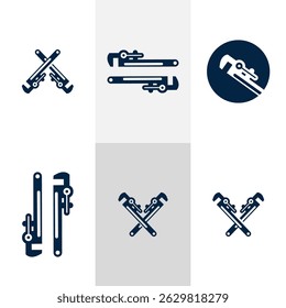 collection of logo designs for vehicle and pipe repair tool sets, automotive, wrench logo designs, construction, service, repair, maintenance, mechanic, logo, work, technology, equipment