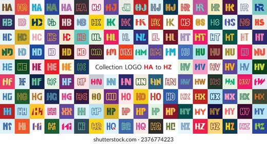 Kollektion LOGO HA zu HZ. Abstrakte Logos Mega-Kollektion mit Buchstaben. Abstrakte geometrische Logos
