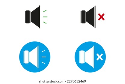 a collection of logo or icon set speakers sound and mute or mute cool colors and silhouettes suitable for computer or cellphone application icon designs