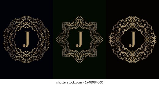 Kollektion des Logos J mit luxuriösem Rahmen für Mandala-Ornamente