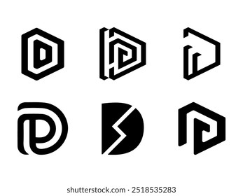 Vector del monograma del logotipo de la colección con el logograma del estilo del minimalismo más tarde D
