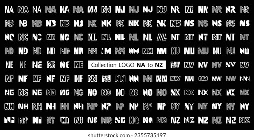 Collection LOGO NA to NZ. Abstract logos mega collection with letters. Geometrical abstract logos