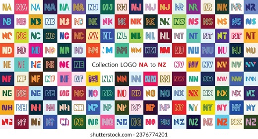 Collection LOGO NA to NZ. Abstract logos mega collection with letters. Geometrical abstract logos