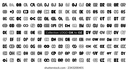 Kollektion LOGO OA to OZ. Abstrakte Logos Mega-Kollektion mit Buchstaben. Abstrakte geometrische Logos