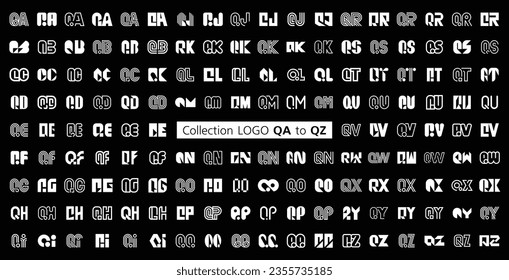 Collection LOGO QA to QZ. Abstract logos mega collection with letters. Geometrical abstract logos