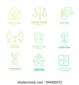Collection of logo templates for psychology and counseling. Psychology and mental health symbols made in clean and modern vector. 