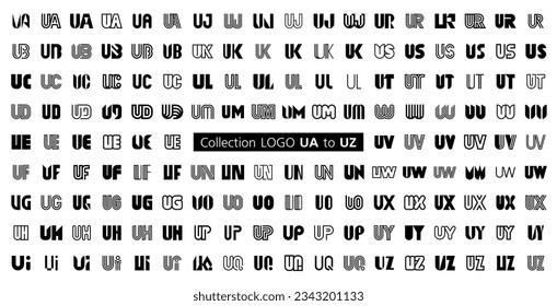 Colección LOGO UA a UZ. Resumen de logotipos mega colección con letras. Logotipos geométricos abstractos