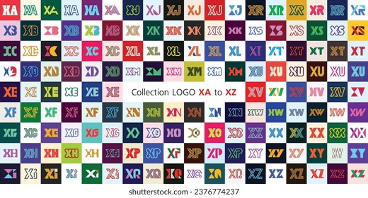 Colección LOGO XA a XZ. Resumen de logotipos mega colección con letras. Logotipos geométricos abstractos