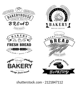 A collection of logos for a bakery. Vintage bakery signs.