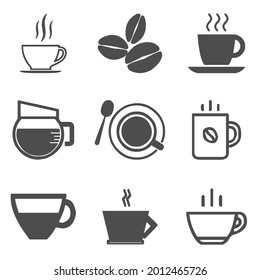 a collection of logos or coffee cup icons, simple design.