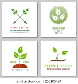 Collection of logos of green leaf, symbol of green world. Design elements for logo or corporate identity. Concept for environmental, gardening or ecological industry. Vector file is EPS8.