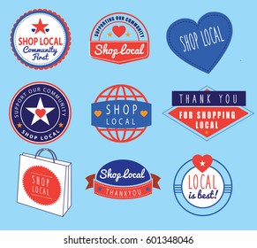 collection of logos ideas based on shopping local