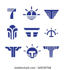Collection of logos looking like a letter t