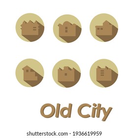 Collection of logos Old City. Silhouette buildings symbols