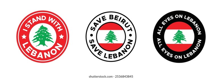 Collection of Logos for Save Lebanon flag vector Save Beirut Save Lebanon illustration for banner, t-shirt, poster, sticker, badges, social media design