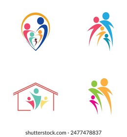 collection of logos and symbols of harmonious family elements isolated on white background