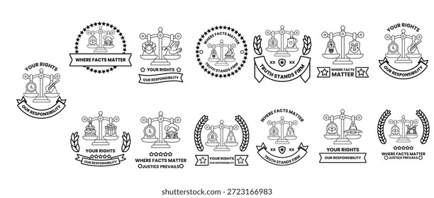Una colección de logos y simbolos, incluyendo uno que dice "Tu vida es tu elección". Los símbolos son todos en blanco y negro