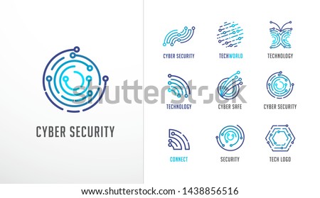 Collection of logos. Technology, biotechnology, high tech, fintech icons and symbols