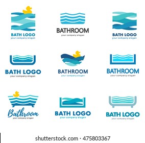 A collection of logos for water, bathroom and plumbing. Water Association. 