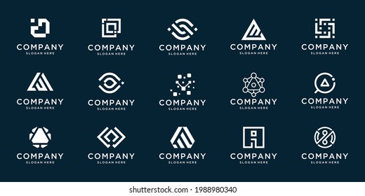 Collection logotype letter or initial with abstract symbol business.