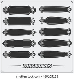 Collection of longboard types.