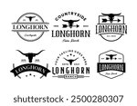 Collection of longhorn logo design. Vintage western ranch logo design