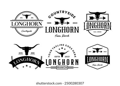 Collection of longhorn logo design. Vintage western ranch logo design