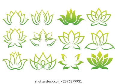collection of Lotus or Lily Flower for Spa Logo