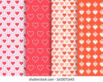 Collection of love or heart pattern background with pink and orange colors theme. Vector illustration for holiday, valentine day, wedding day, ornament, banner, and decoration. Eps 10