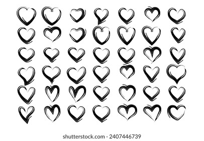 collection of love heart shaped silhouette. vector illustration