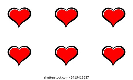 Collection of Love Heart Symbol Icons . Love Illustration Set hearts icons. Vector illustration. Hearts collection. Love, romantic, falling in love. Design elements for Valentine's Day. Vector