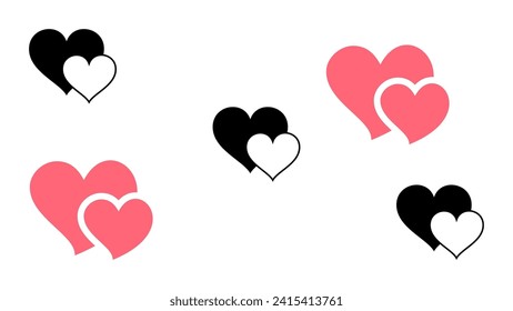 Collection of Love Heart Symbol Icons . Love Illustration Set hearts icons. Vector illustration. Hearts collection. Love, romantic, falling in love. Design elements for Valentine's Day. Vector