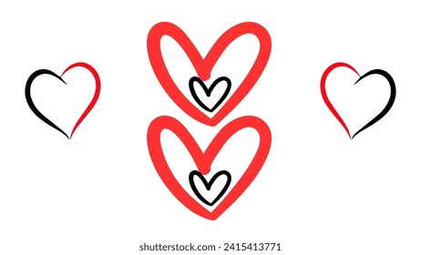Collection of Love Heart Symbol Icons . Love Illustration Set hearts icons. Vector illustration. Hearts collection. Love, romantic, falling in love. Design elements for Valentine's Day. Vector