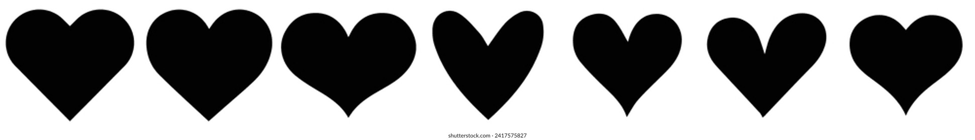 Collection of Love Heart Symbol Icons . Love Illustration Set with Solid and Outline Vector Hearts