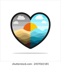 Collection of Love Heart Symbol Icons . Love Illustration  with Solid and Outline Vector Hearts