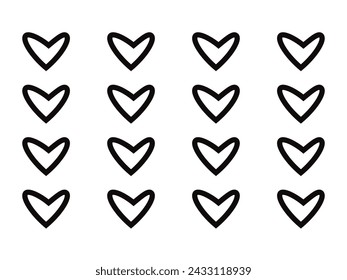  Collection of love heart symbol icons. love illustration set with colors black and red and outline vector hearts.